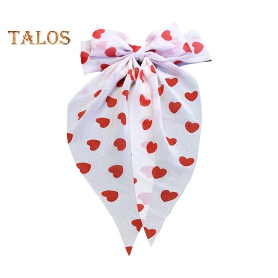 Women Hairpin Bow Shape Ribbon Heart-Shaped Pattern Hair Clip Spring Clip Back Head Hair Accessories Wedding Gift