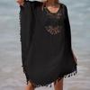 Cross-border Holiday Crochet Patchwork Tassel Beach Skirt and Sun Protection Cardigan Cover-up