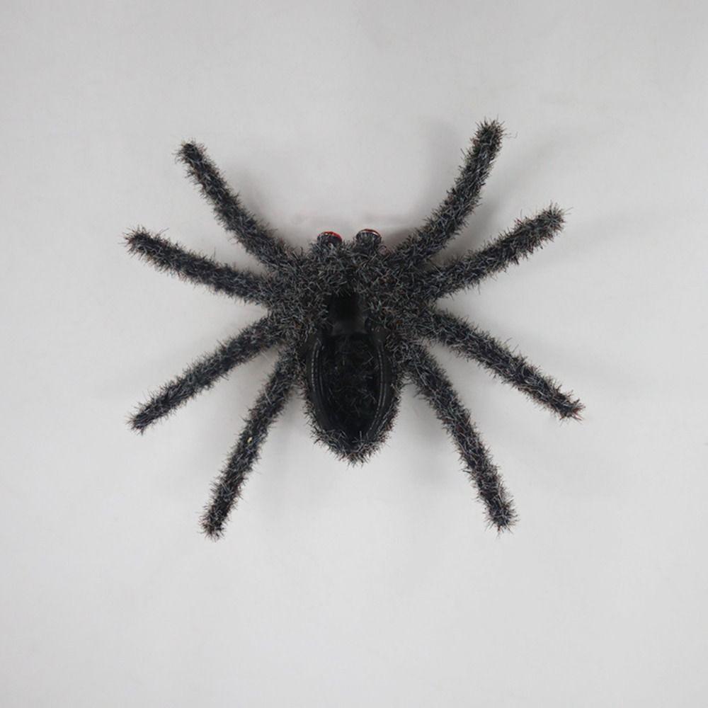 Realistic Flocking Black Spider Funny Artificial Spider Halloween Plush Spider Pendants  Party Prop