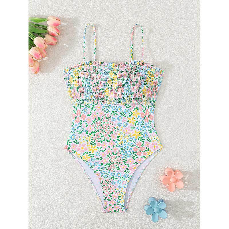

Women s One Piece Suits Floral Printed Swimsuits Push Up Swimwear Bathing Suit Bandage Swimsuit High Cut Beachwear XL синій