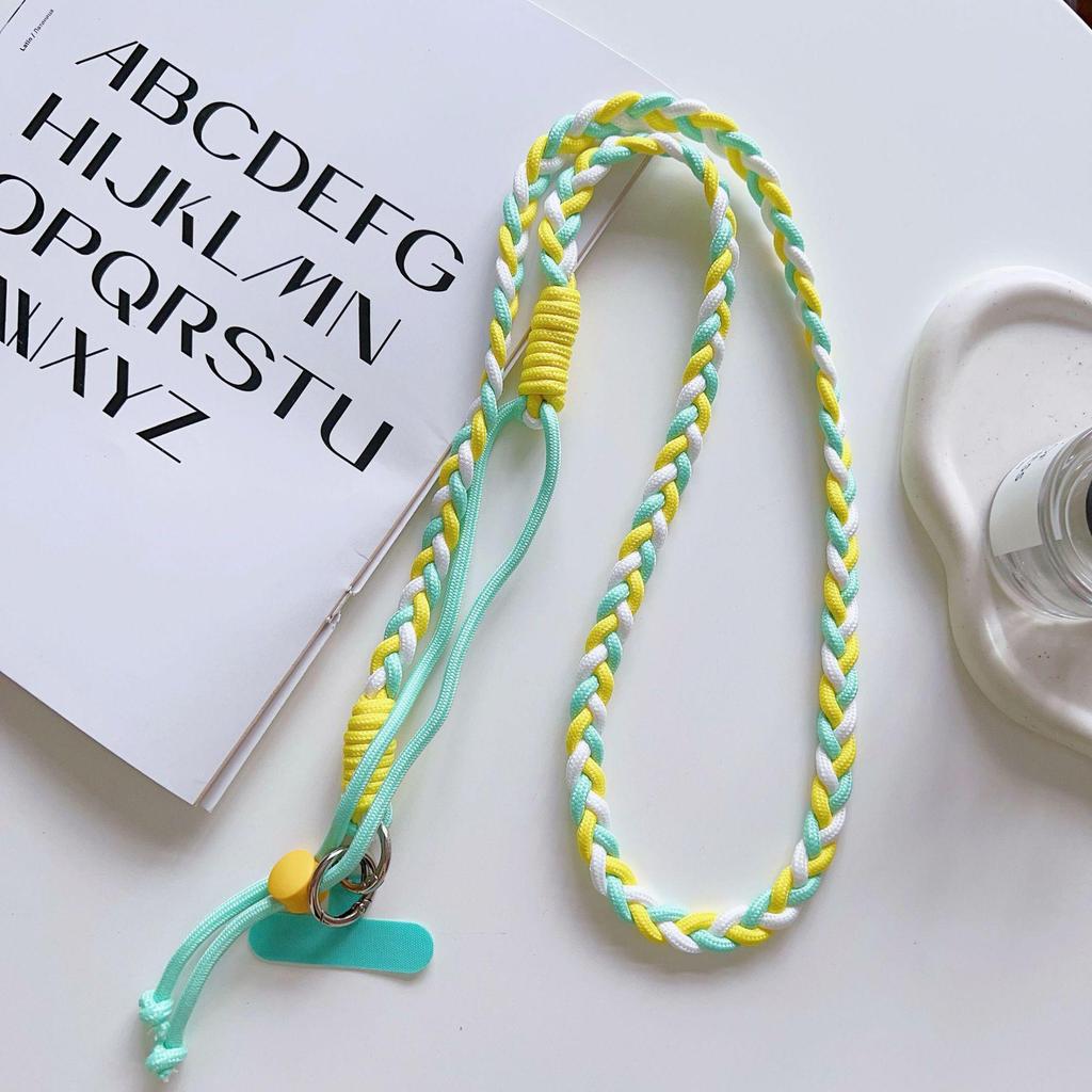 Adjustable Colorful Braided Cross-Body Lanyard with Knot for Phone or Water Bottle