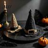 Fantasy Aesthetic Home Decor Handwoven Witch Hat, Gothic Wizard Costume Headpiece for Halloween Vintage Style Photography Props Party, Spooky Tabletop