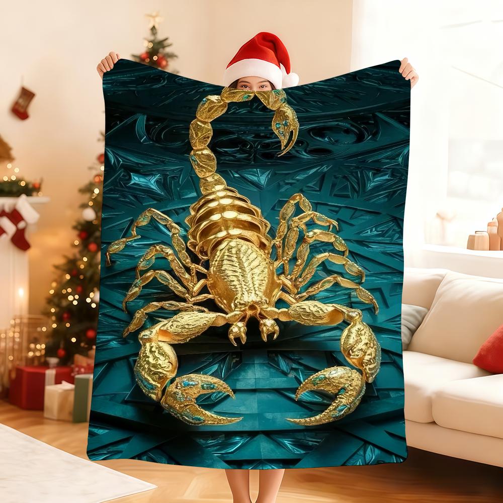 Golden Scorpion Blanket Soft Throw Blanket for Home Bedroom Bed Sofa Picnic Travel Office Rest Cover Blanket Gift