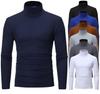 Hoge Nek Lange Mouwen T-shirt voor Mannen Slim Fit Basis Shirt Top