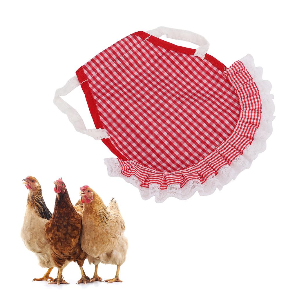 Hen Double Apron Reusable Hen Apron Poultry Protector with Elastic Straps for Small Medium and Large HenRed Grid