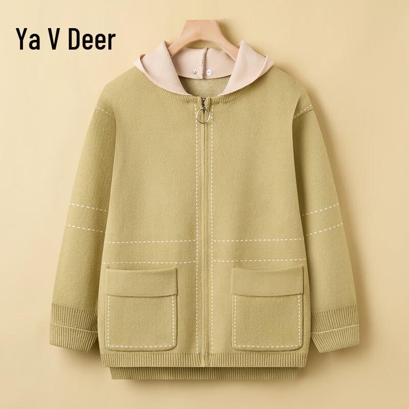 

Yalu Women s Knitted Hooded Zipper Cardigan 5XL