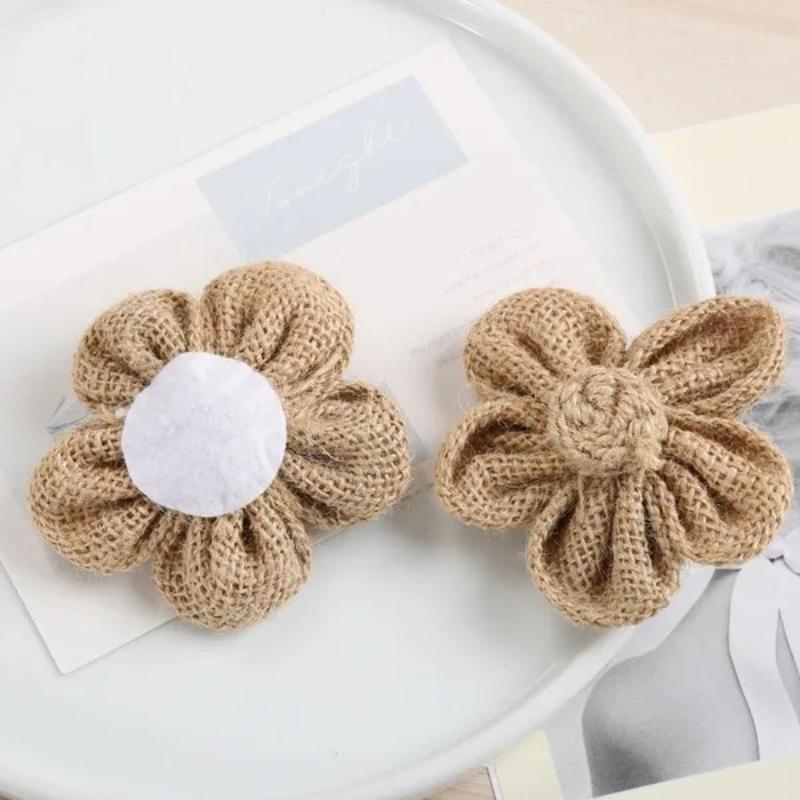 10Pcs Handmade Natural Jute Burlap Hessian Flower DIY Craft Supplies Vintage Favor Rustic Christmas Party Wedding Decoration