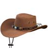 White Fang Western Cowboyhatt med turkisblått belte for utendørs og CZA353 bruk, herre/dame, (brun)