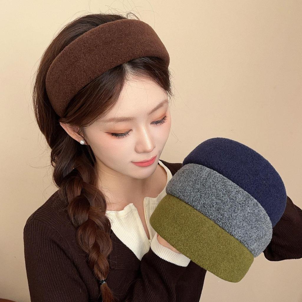 Damen Woll-Stirnband mit breiter Krempe, Herbst/Winter, Retro Koreanischer Stil Haarschmuck für den täglichen Gebrauch und zum Haarewaschen.