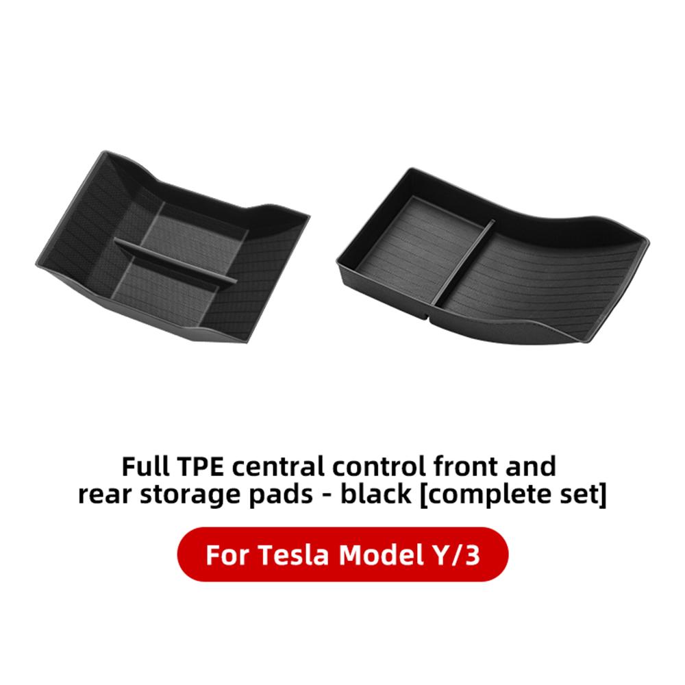 YZ Voll-TPE-Aufbewahrungsbox für die zentrale Steuerung für Tesla Model 3 Model Y, Mittelkonsole, Armlehne, Organizer, Aufbewahrungsbox, Koffer für die vordere und hintere Armlehne