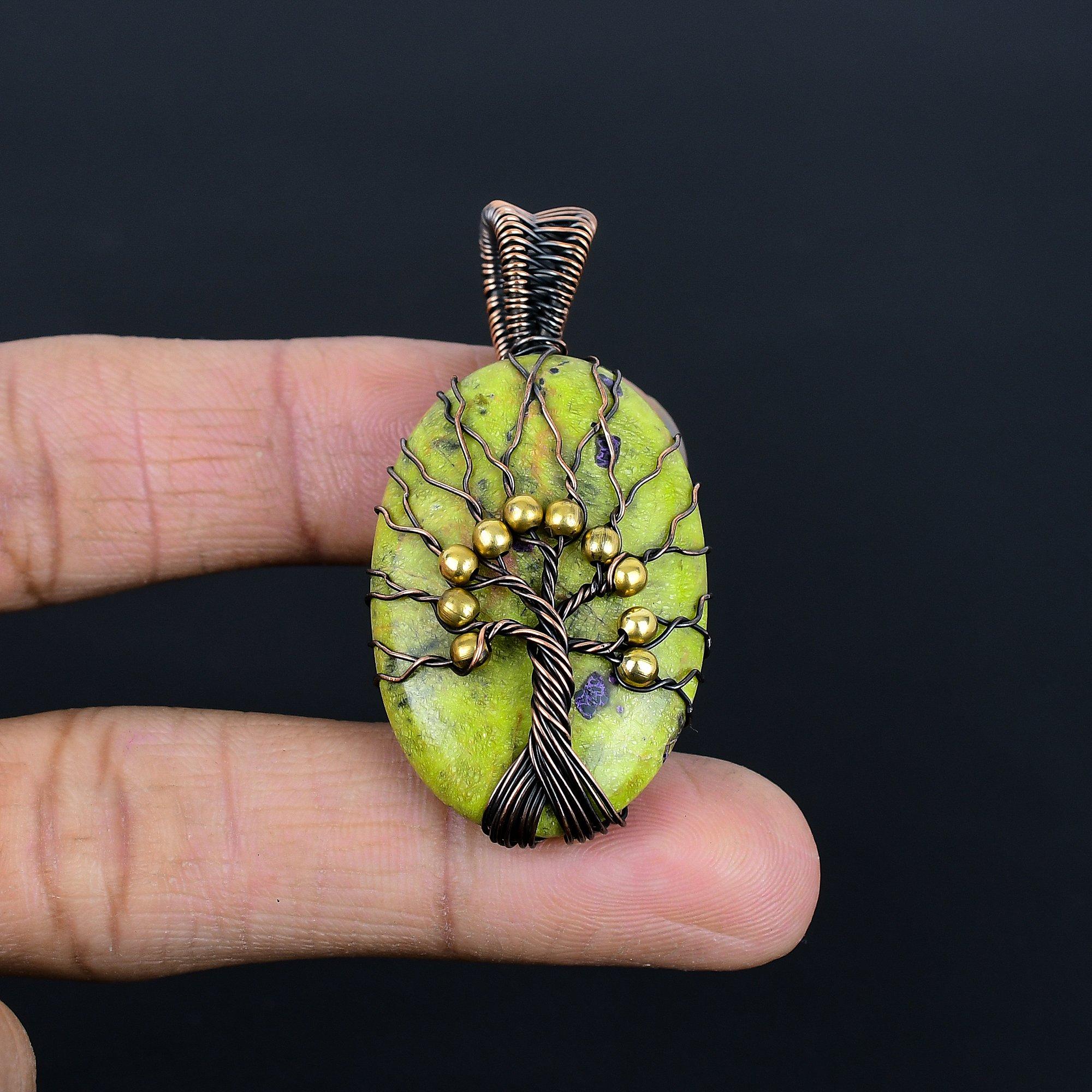 

Atlantisite Handmade Latest Design Jewelry Pendant, 999 Copper Wire Wrapped Gemstone Pendant, Gift For Mother 2.08 Inches