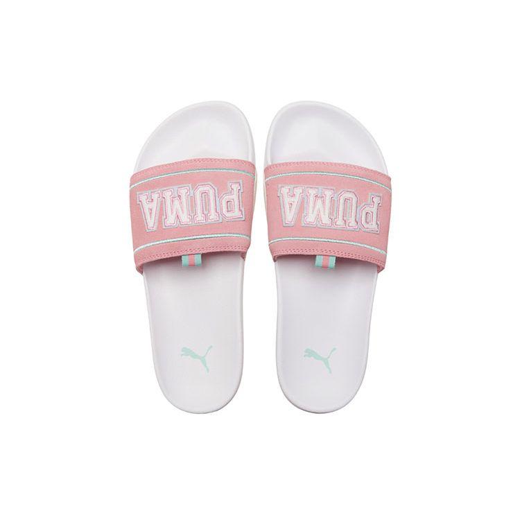 Puma Leadcat Thick Sole Comfortable Versatile Slide Sandals Unisex Sandals White Pink 382078-02