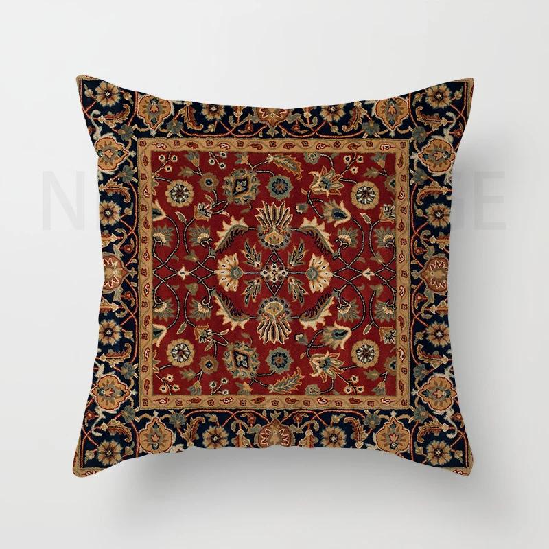 Red Moroccan Ethnic Style Short Plush Pillowcase Sofa Cushion Cover Home Decoration Can Be Customized for You 40x40 50x50 60x60