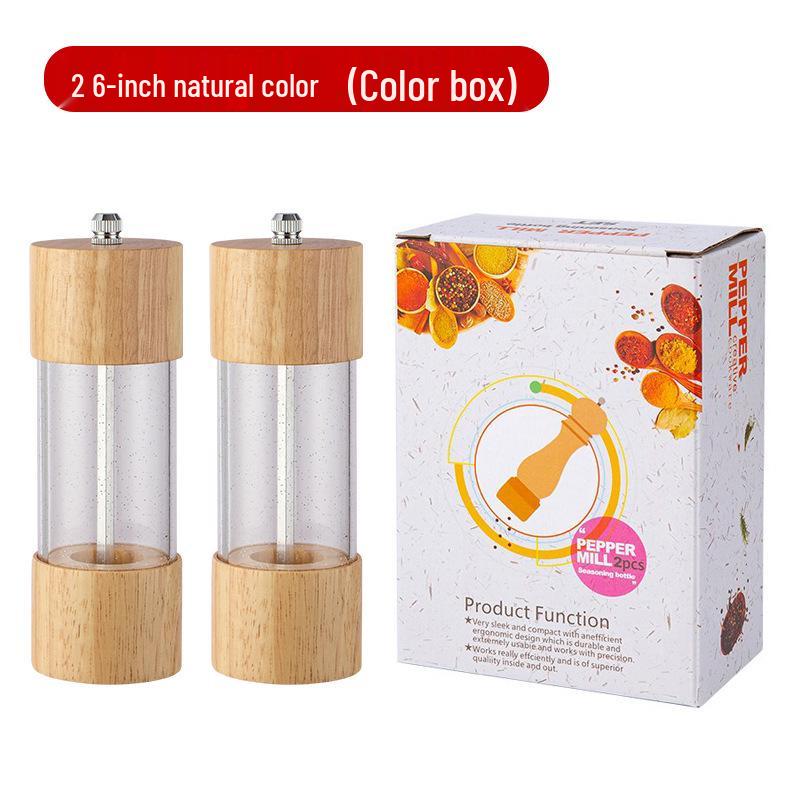 Starry Sky Wooden Pepper Mill - Transparent Acrylic Manual Grinder for Sichuan Pepper, Black Pepper, Sea Salt, and Rose.