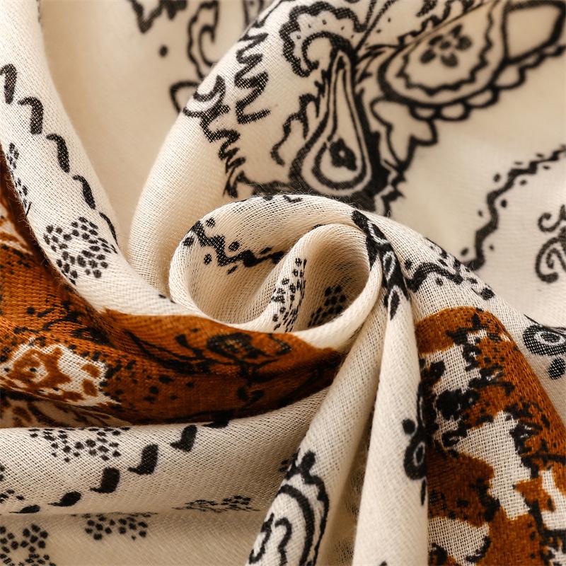Paisley Floral Tassel Cotton Scarf Breathable Viscose Shawl Winter Casual Sunscreen Travel Scarves Women Muslim Hijab Sjaal