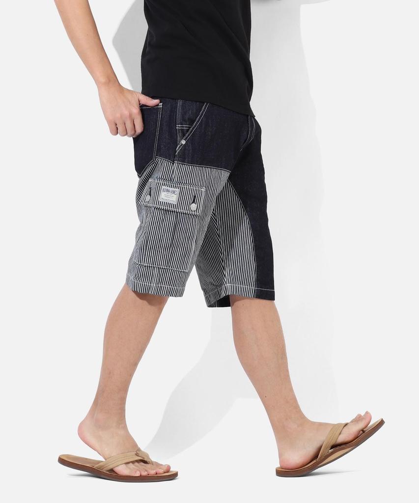 KOJIMA GENES Pants Quarter Combo Shorts Made in Japan Okayama Denim Indigo and Hickory 32 RNB-1429