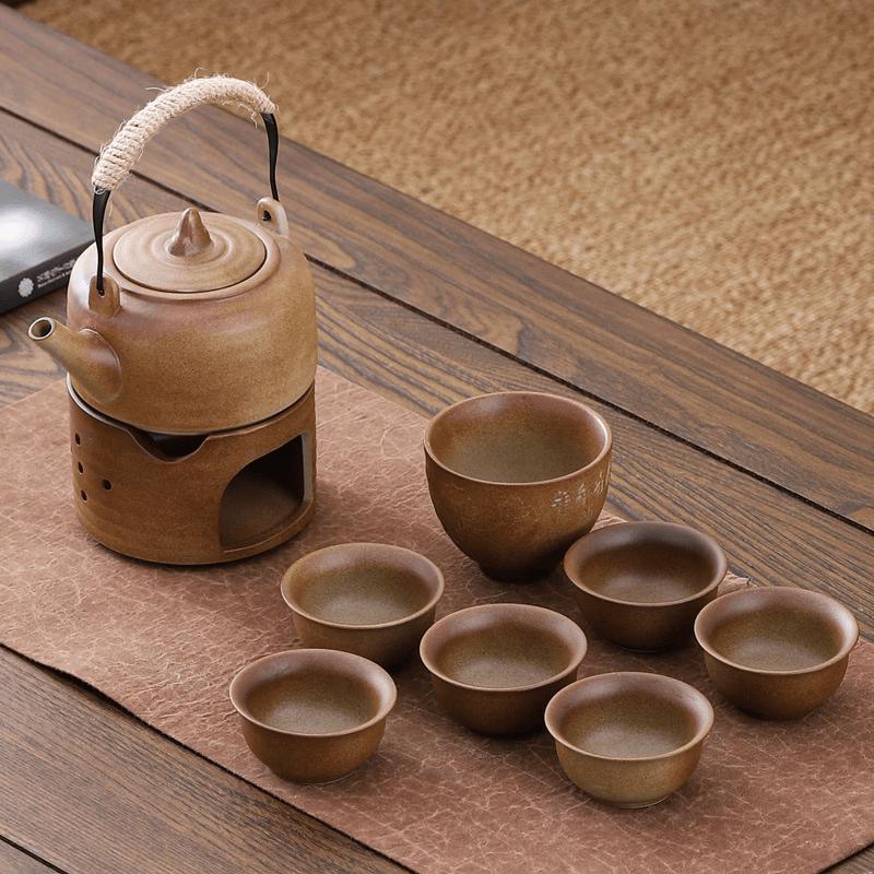 Chaxun Xiao Guanshan Wood-fired Ceramic Tea Set (9-Piece)