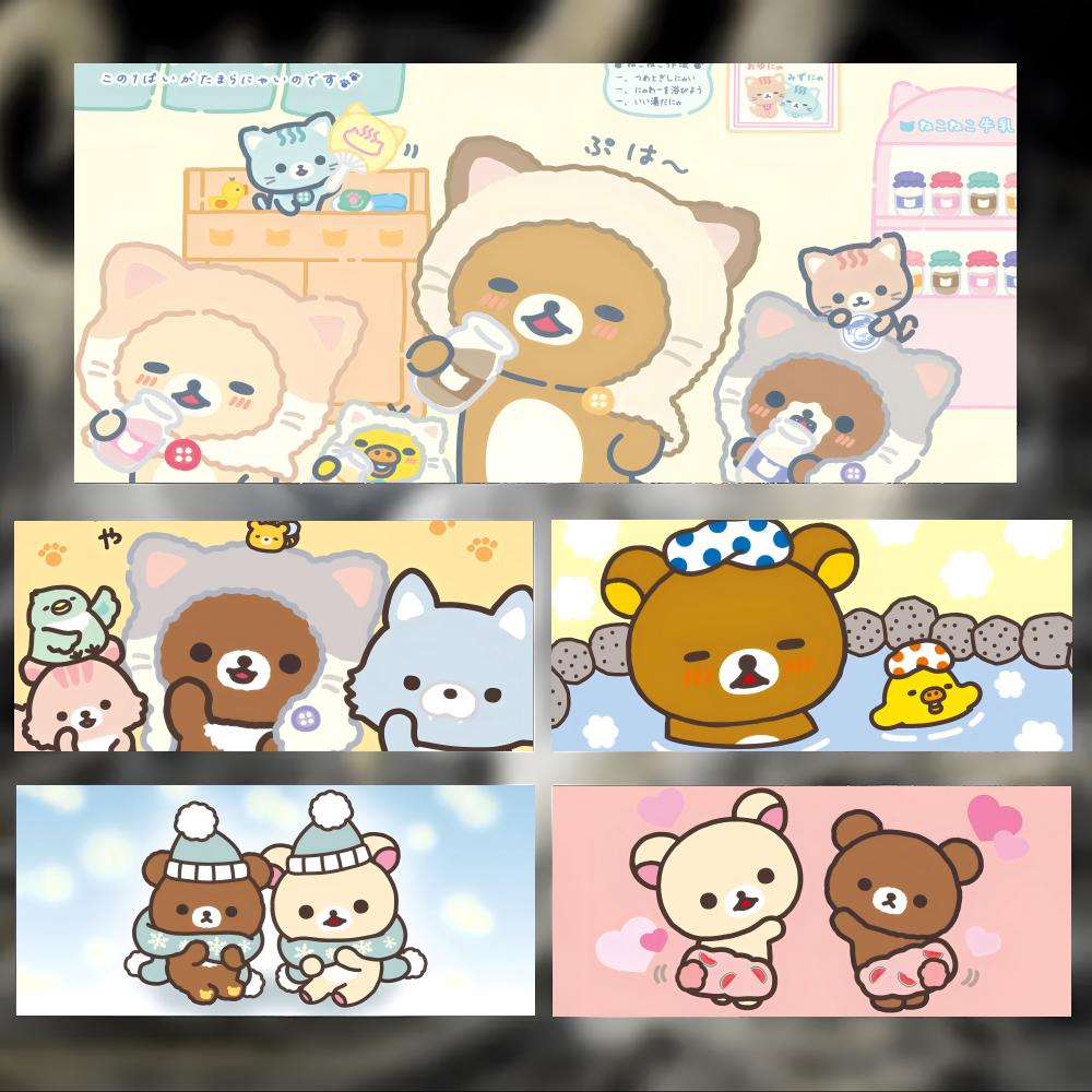 Cute Adorable Cartoon Rrilakkuma Mouse Pad Large Thick Desk Pad Stitched Edges Gaming Mouse Mat For Pc