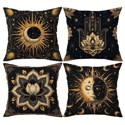 Cosmic Print Decorative Cushions Sun Moon Hamsa Lotus Polyester Pillowcase,sofa Decorative Cushion Cov Headboard Pillow