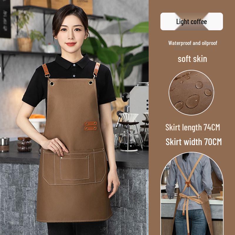 Waterproof Oil-Proof PU Leather Apron with Logo for Men - Kitchen & Catering Workwear Waist Apron