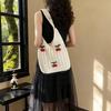 Charming Crochet Tote Bag with Cherry Embellishments – Handmade Summer Beach Bag for Women