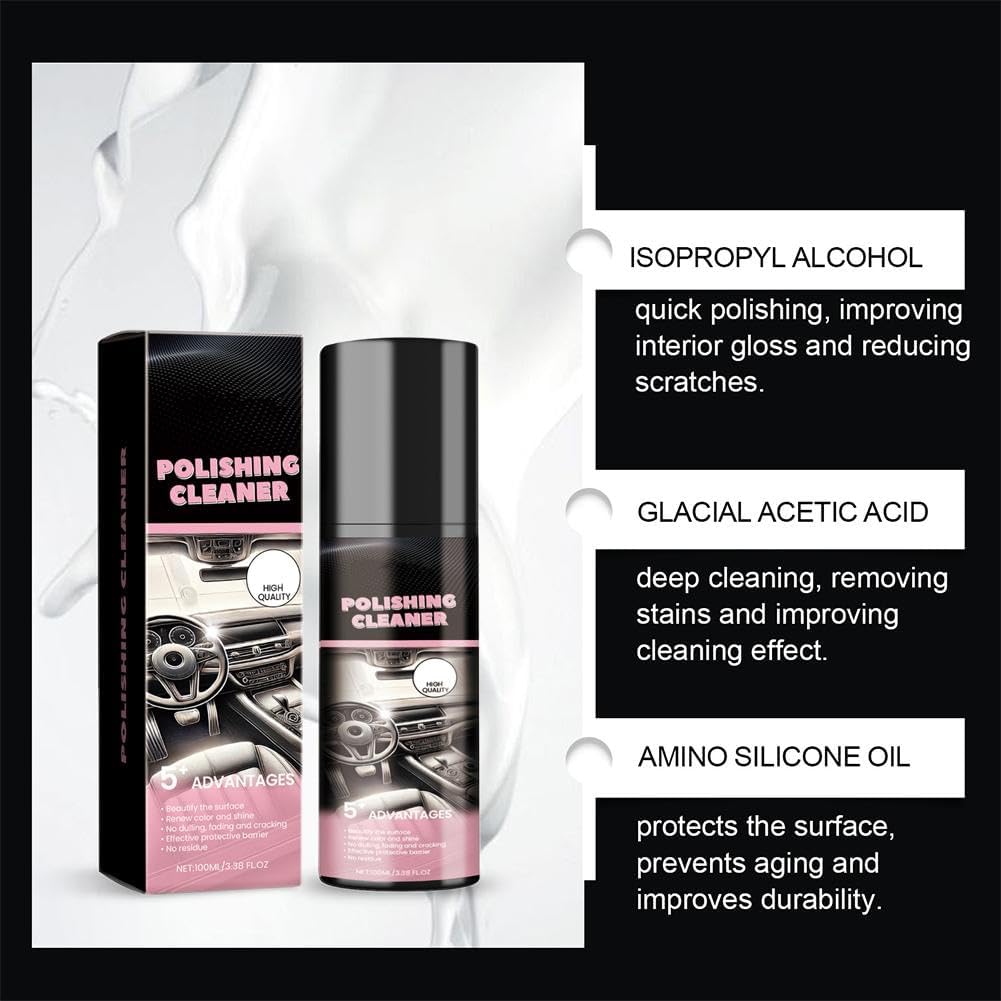 Polishing Cleaner Car Interior,100ml Car Interior Cleaner,Car Interior Detailer and Cleaner,Interior Car Cleaner,Interior Detailer Spray,Vehicle