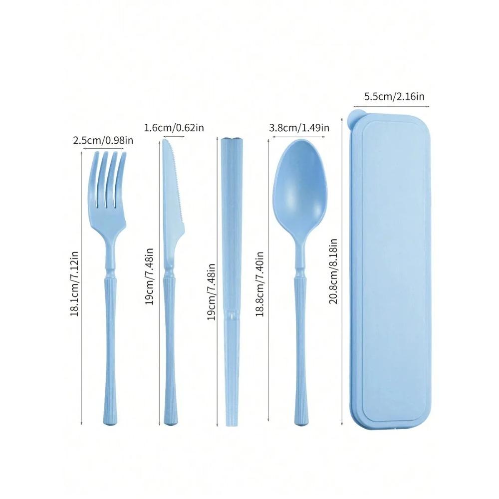 

1 шт. Набор пластиковой посуды: нож, вилка, ложка и палочки для еды, многоразовый, подходит для пикников, кемпинга и студенческих принадлежностей