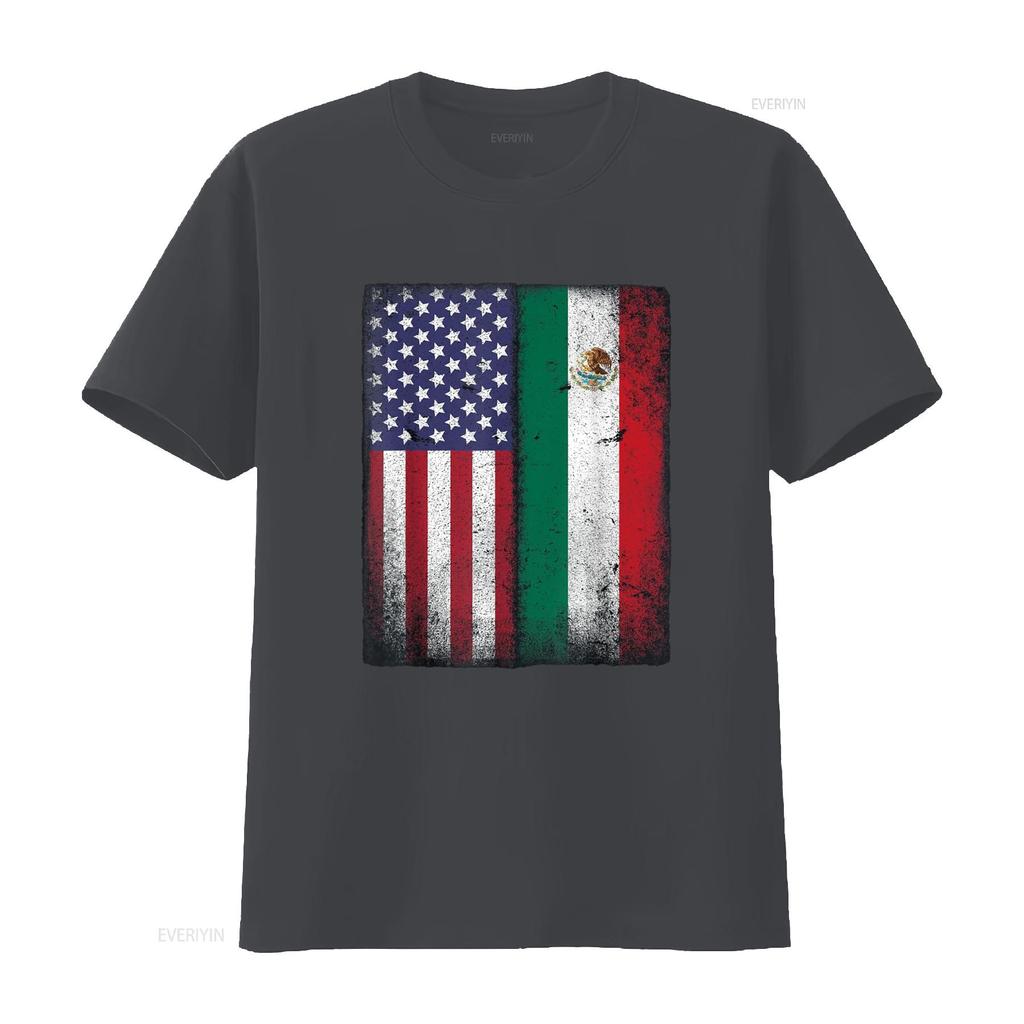 Mexican American Flag Mexico Usa Mexicana Mexicano T Shirt vintage Washed Stretched Slightly graphic Casual homme Soft Stylish