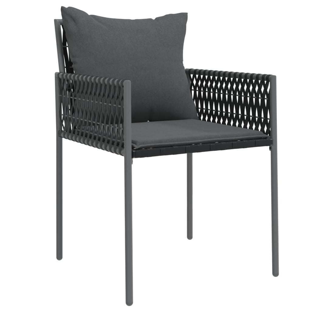 Garden Chairs with Cushions 2 pcs Black 54 x 61 x 83 cm Poly Rattan