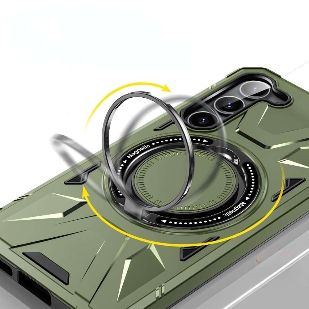 Case for Samsung Galaxy S24, Armored with a Stand and a Plate for the Holder, Green
