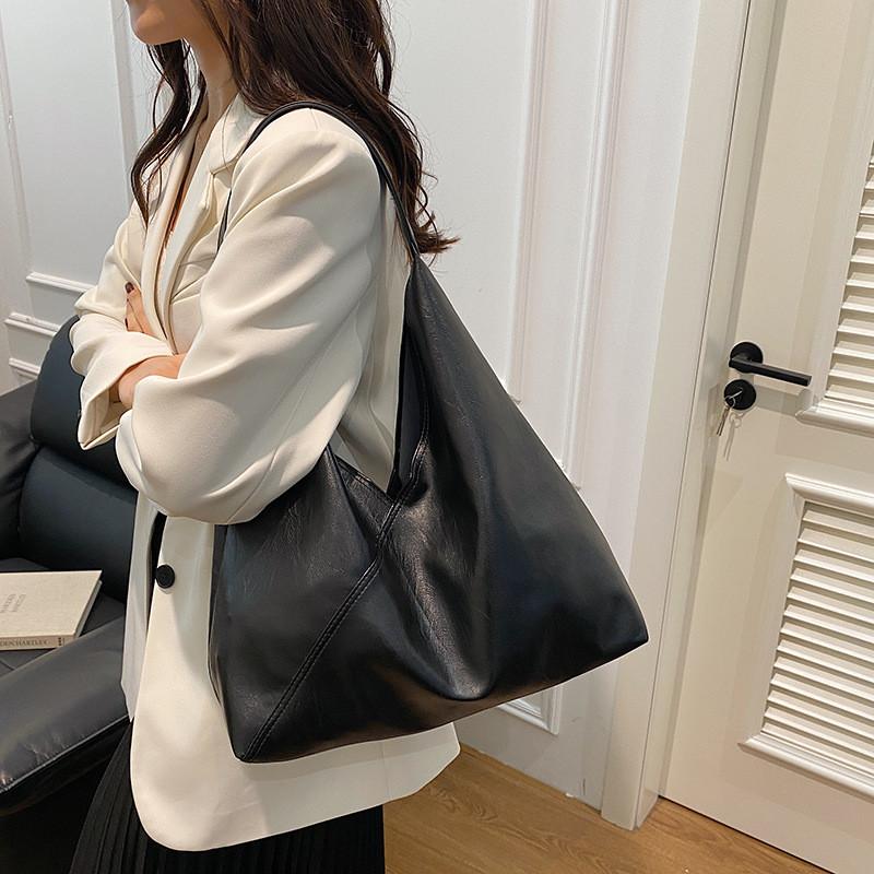 Stylish Black Brown Coffee Pu Large Tote Bag Unique Design For Women