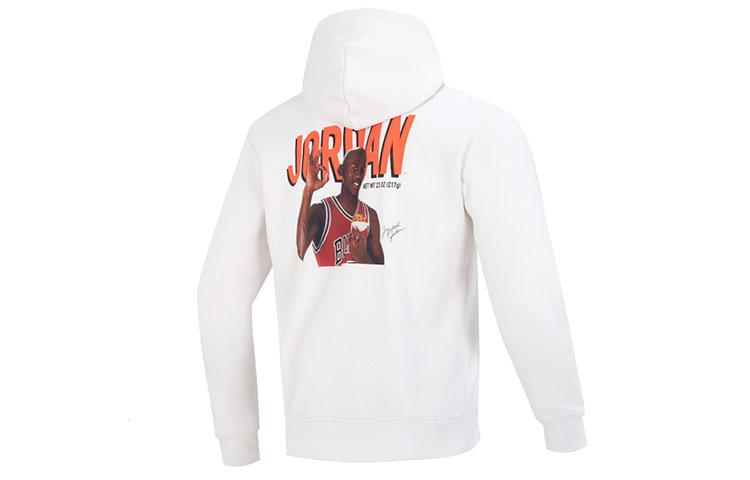 Jordan Flight MVP Logo Print Athleisure Fleecegefütterter Pullover mit Kapuze S XL white