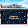 Glitter Gold Star Birthday Tapestry, Dark Blue Starry Night Wall Hanging
