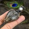 Prehnite, Moonstone Gemstone Copper Wire Wrap Jewelry Pendant 2.76"