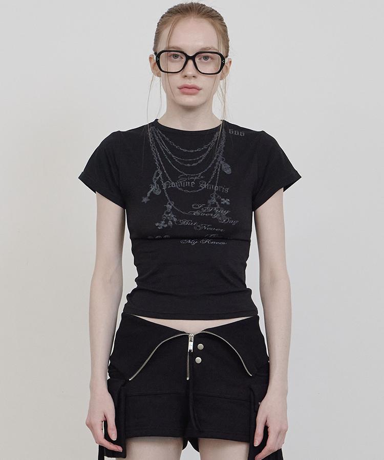 Eonibeu Jewelry See-Though T-Shirt Black