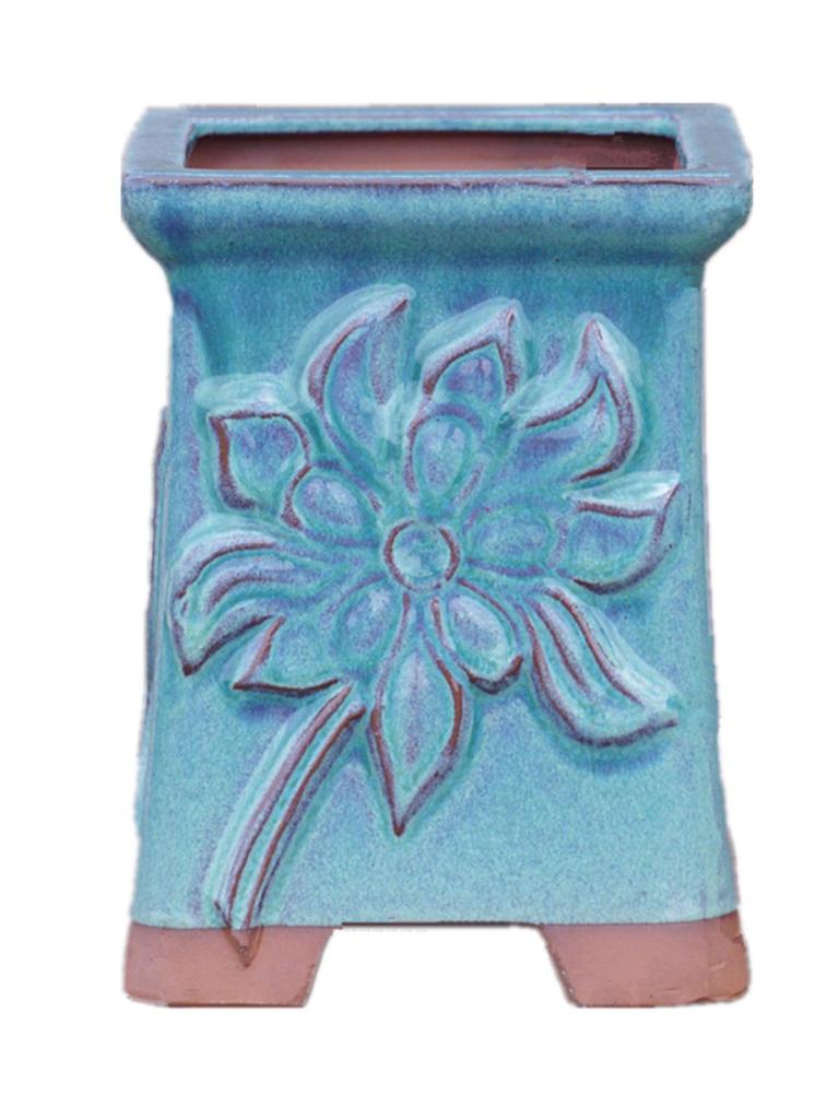 Handmade Terracotta Succulent Pot, Large Square with Gloss Glaze and Breathable Design.