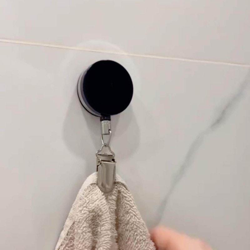 Automatic Retractable Towel Rack No Punching Self Adhesive Wall Mount Automatic Rebound With Strong Clip