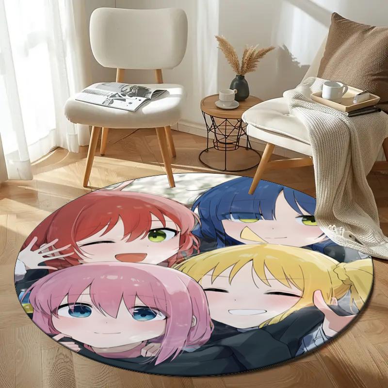 Customizable BOCCHI THE ROCK Round Non-Slip Carpet - Ideal for Garden, Picnic, Office, Perfect for Decoration, Suitable For All Seasons