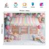 2D Cute Dessert Shop Backdrop, Pastel Macaron Photography Background