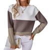 Women's Fashion Casual One-shoulder Button Pullover Knit Cardigan Contrast Color Pullover Long Sleeve Loose Sweater