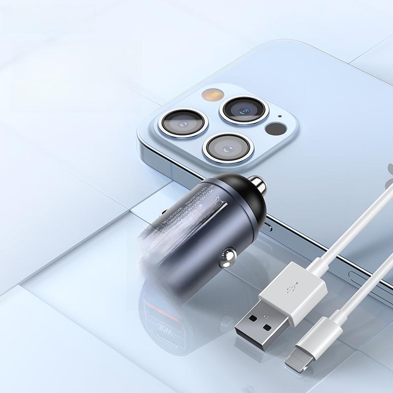 USAMS PD30W Dual-Port Fast Charger with Hidden Pull Ring for Cars