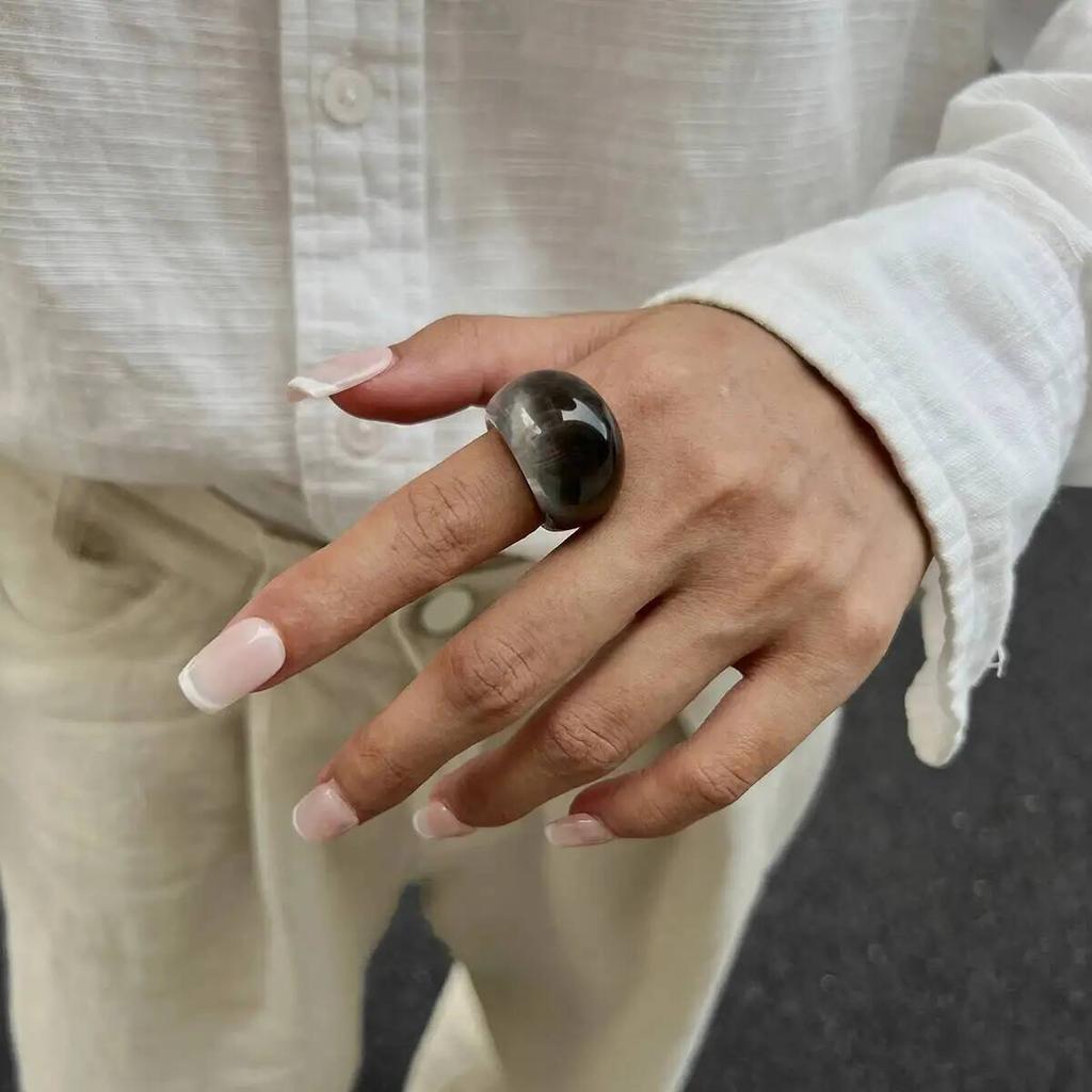 IngeSight.Z Bohemia Transparent Multicolour Resin Ring for Women Punk Exaggerate Geometric Chunky Ring Daily Jewelry Accessories