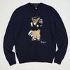 Little Bear Autumn/Winter Men's Pure Cotton Embroidered Round Neck Sweater