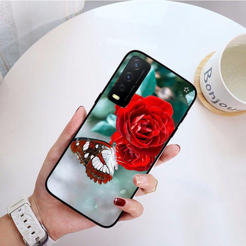 Red Butterfly Roses Flower Phone Cover For Vivo Y31 Y30 Y33S Y11S Y12S Y17 Y20 Y20S Y21S Y1S Y53S Y15 Y19 Y91C V23 Cases Coque