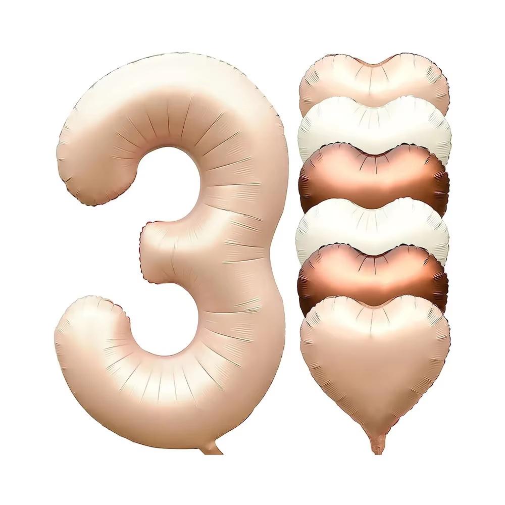 7pcs 32inch Number Balloons Set Helium Balloon with Big Heart Balloons for Girl and Boy 9th Year Old Birthday Party Decorations