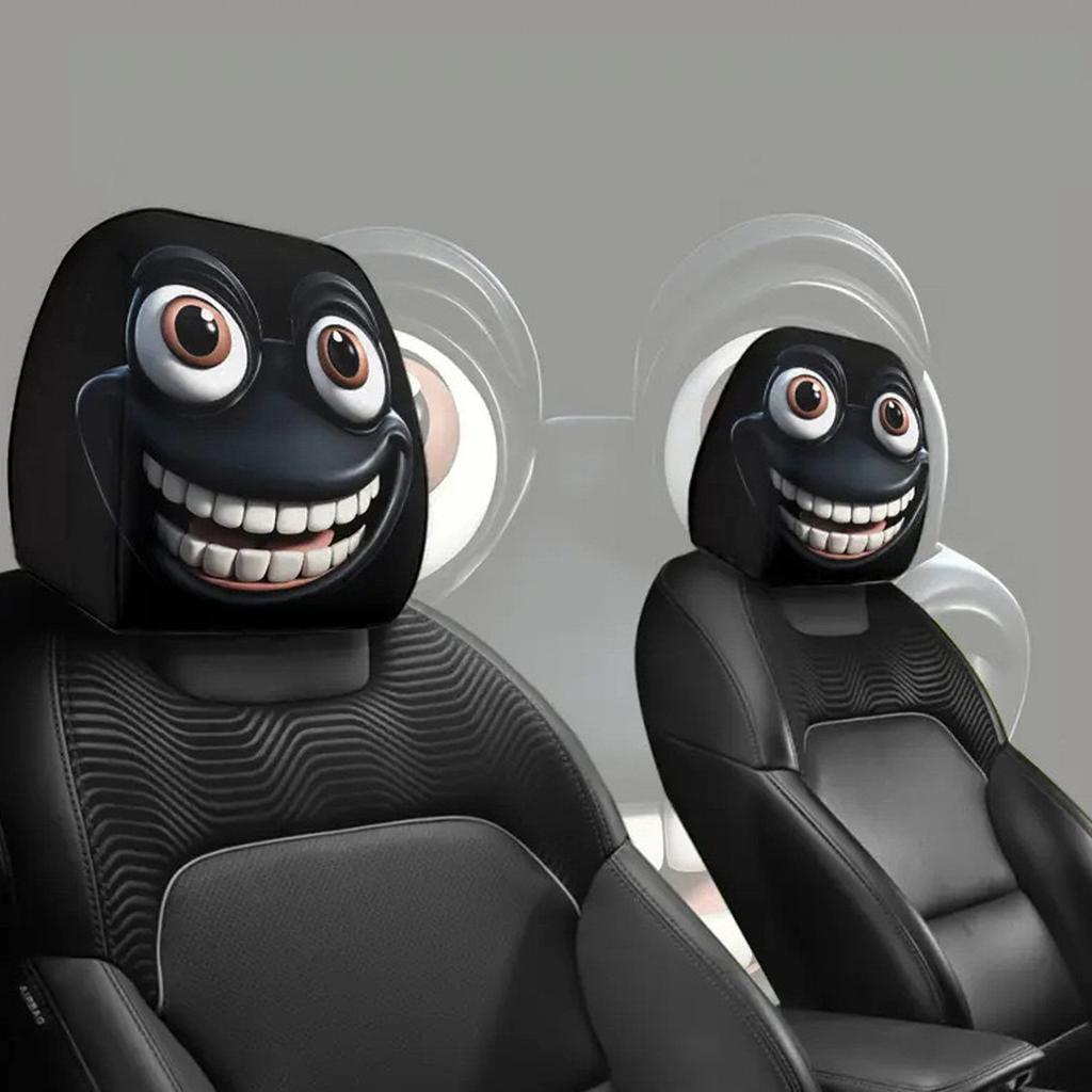 2/4PCS Cartoon Car Headrest Cover Cute Smiling Face Printed Head Rest Cover Elastic Funny Seat Head Pillowcase Car Decor