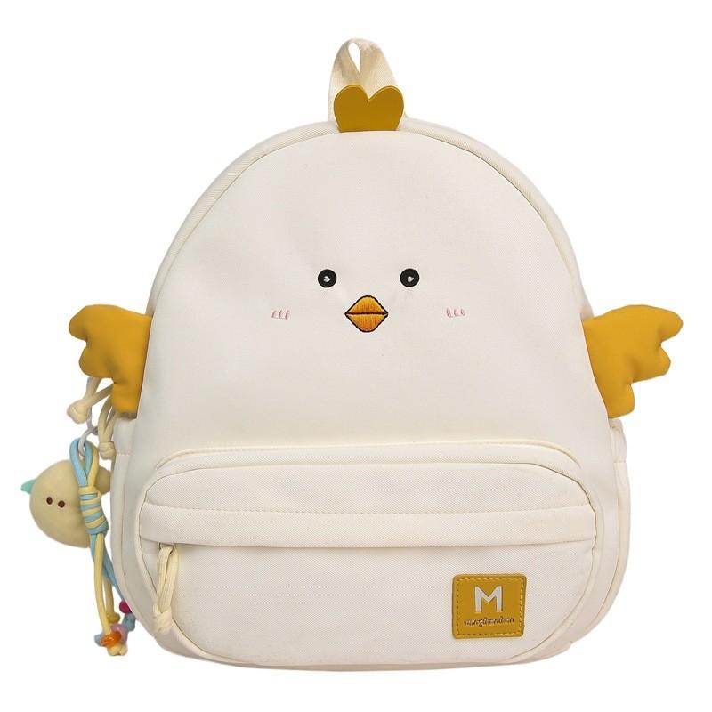Cute Cartoon Chicken Design Children's Casual Backpack With Plush Pendant For School And Casual Outings