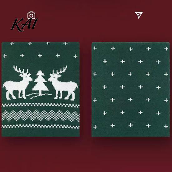 Decorative Festive Winter Scarf Knitted for Women, Reversible Fair Isle Snowflake Reindeer Thermal Wind Resistant Scarf, Soft Warm Long Wrap Christmas
