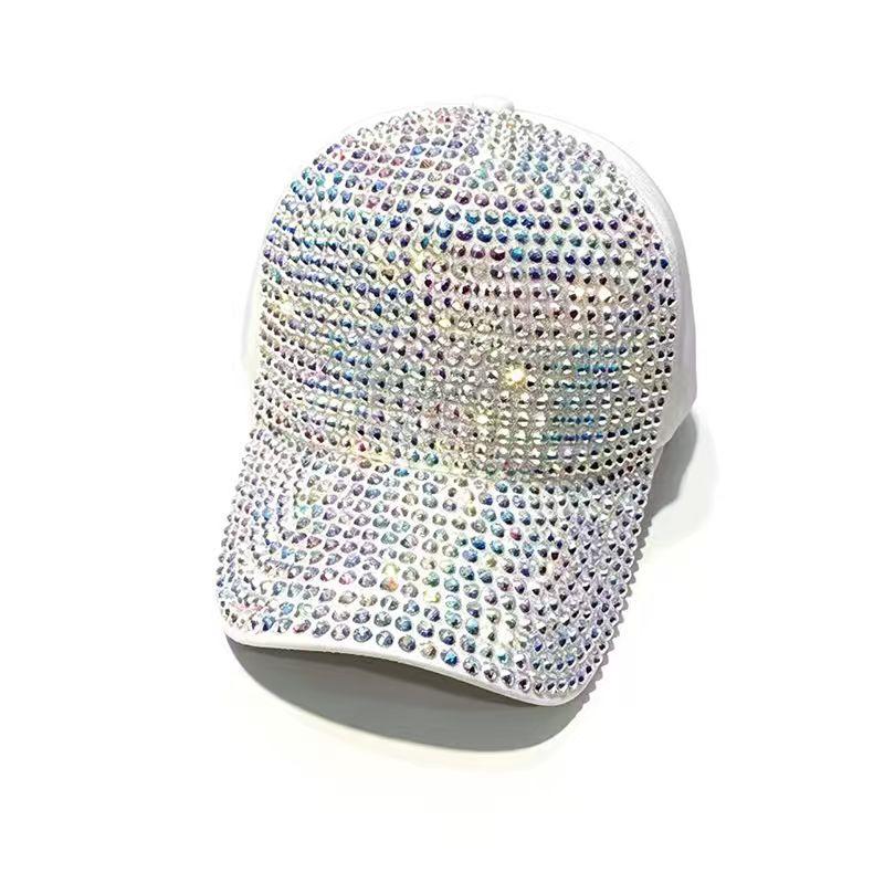 Adjustable Rhinestone Baseball Cap, Bling Sparkling Glitter Sun Hat for Women, Casual Outdoor Party Cap
