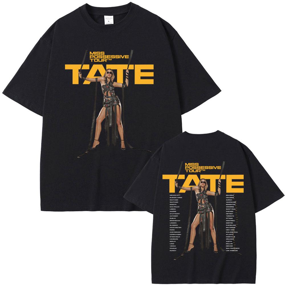 Singer Tate Mcrae T8 Graphic T Shirts Men Women Fashion Vintage Trend T-shirt Summer Male Casual Oversized Crewneck Short Sleeve